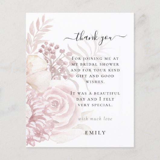 Budget Roze Florals Foto Vrijgezellenfeest Dank u (Voorkant)