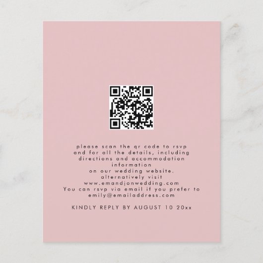 Budget roze Florals het Manuscript QR de CodeWedde (Achterkant)