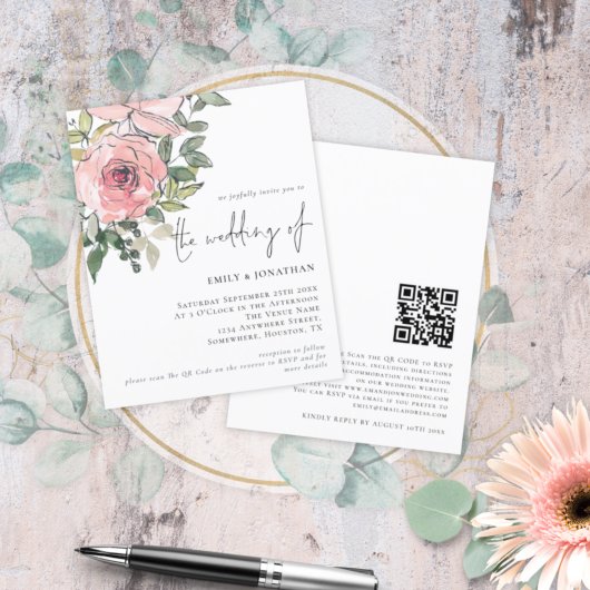 Budget roze Florals QR Code Weddenschap