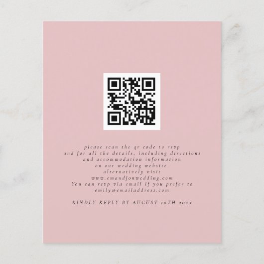 Budget roze Florals QR Code Weddenschap (Achterkant)