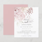 Budget roze Florals Script Weduwen Uitnodiging (Voorkant / Achterkant)
