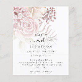 Budget roze Florals Script Weduwen Uitnodiging