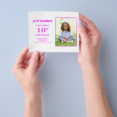 Budget roze foto 10e verjaardag uitnodiging flyer (Hand)