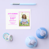 Budget roze foto 10e verjaardag uitnodiging flyer (Enkel)