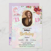 BUDGET Roze Foto 13e verjaardag Kaart (Voorkant / Achterkant)