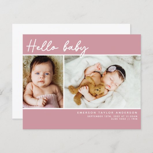 Budget Roze Foto Baby Hartelijk dank (Voorkant / Achterkant)