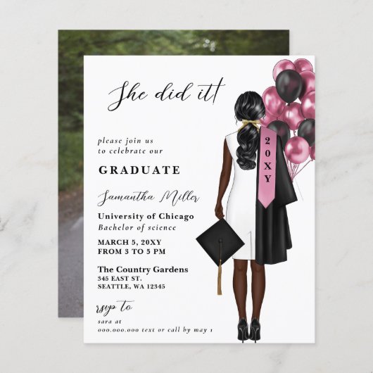 Budget roze foto ze deed het Afstuderen (Voorkant / Achterkant)