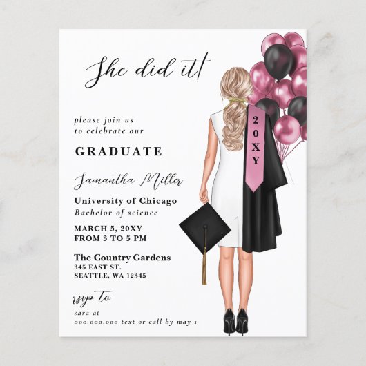 Budget roze foto ze deed het Afstuderen (Voorkant)