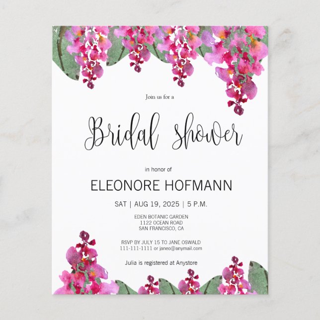 Budget Roze Fuchsia Wisteria Vrijgezellenfeest kaa (Voorkant)