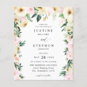 Budget Roze & Gele Bloem Bruiloft Flyer (Voorkant)