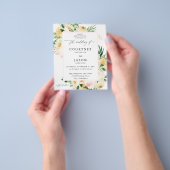 Budget Roze & Gele Bloem Bruiloft Flyer (Hand)