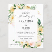 Budget Roze & Gele Bloem Bruiloft Flyer (Voorkant)