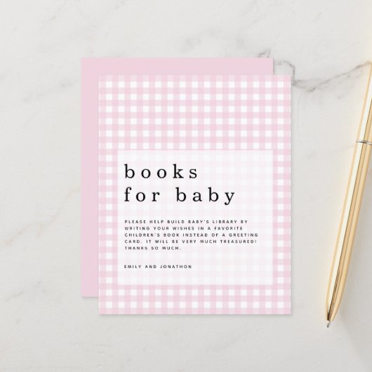 Budget Roze Gingham Boeken voor Baby bijlage (Voorkant / Achterkant in situ)