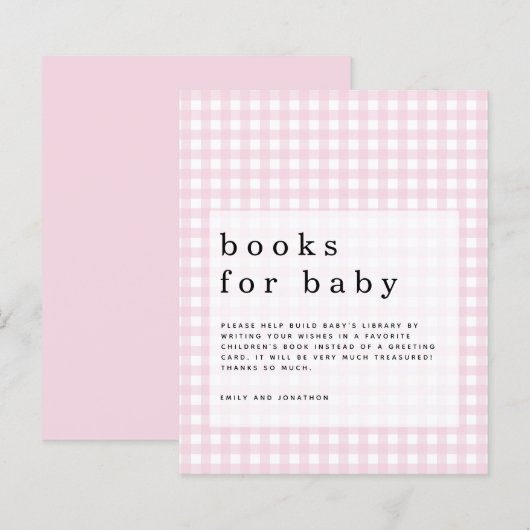 Budget Roze Gingham Boeken voor Baby bijlage (Voorkant / Achterkant)