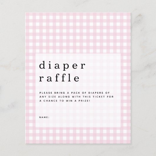 Budget Roze Gingham Diaper Raffle bijlage (Voorkant)