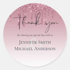 BUDGET Roze Glitter Bruiloft Ronde Sticker