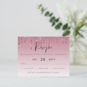 BUDGET Roze Glitter Bruiloft RSVP Briefkaart (Staand voorkant)