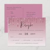 BUDGET Roze Glitter Bruiloft RSVP Briefkaart (Voorkant / Achterkant)