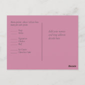 BUDGET Roze Glitter Bruiloft RSVP Briefkaart (Achterkant)