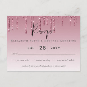 BUDGET Roze Glitter Bruiloft RSVP Briefkaart