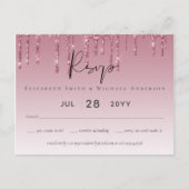 BUDGET Roze Glitter Bruiloft RSVP Briefkaart (Voorkant)