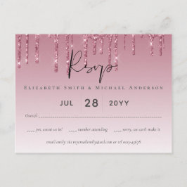 BUDGET Roze Glitter Bruiloft RSVP Briefkaart