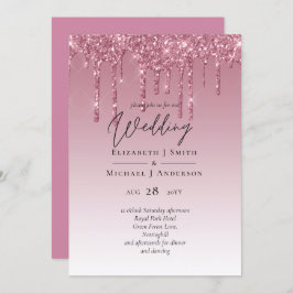 BUDGET Roze Glitter Bruiloft Uitnodigingen