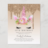 BUDGET Roze Glitter Eenhoorn Meisjes Verjaardagsui (Voorkant)