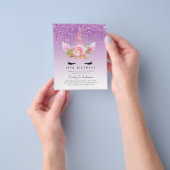BUDGET Roze Glitter Eenhoorn Meisjes Verjaardagsui Flyer (Hand)