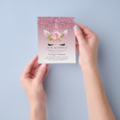 BUDGET Roze Glitter Eenhoorn Meisjes Verjaardagsui Flyer (Hand)