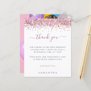 Budget Roze Glitter Foto Sweet 16 Hartelijk dank