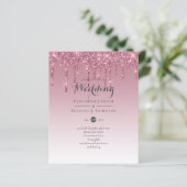 BUDGET Roze Glitter Huwelijksuitnodigingen (Staand voorkant)