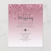 BUDGET Roze Glitter Huwelijksuitnodigingen (Voorkant)