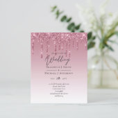 BUDGET Roze Glitter Huwelijksuitnodigingen (Staand voorkant)