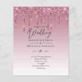 BUDGET Roze Glitter Huwelijksuitnodigingen (Voorkant)