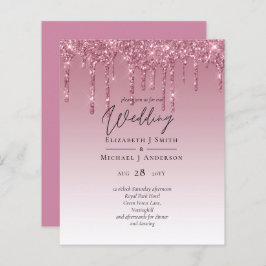 BUDGET Roze Glitter Huwelijksuitnodigingen