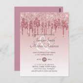 Budget Roze GlITTER Roze Goud TROUWKAART UITNODIGI Briefkaart (Voorkant / Achterkant)