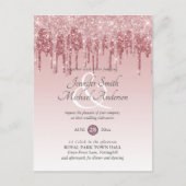 Budget Roze GlITTER Roze Goud TROUWKAART UITNODIGI Briefkaart (Voorkant)