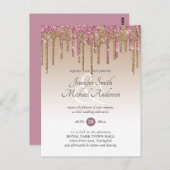 Budget Roze GlITTER Roze Goud TROUWKAARTJE Briefkaart (Voorkant / Achterkant)
