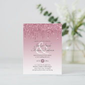 Budget Roze GlITTER Roze Goud TROUWKAARTJE Briefkaart (Staand voorkant)