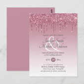 Budget Roze GlITTER Roze Goud TROUWKAARTJE Briefkaart (Voorkant / Achterkant)