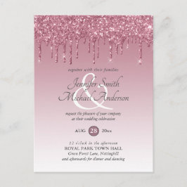 Budget Roze GlITTER Roze Goud TROUWKAARTJE Briefkaart