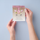 BUDGET Roze Glitter Unicorn Girls Birthday Invita Flyer (Hand)