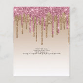 BUDGET Roze Glitter Unicorn Girls Birthday Invita Flyer (Achterkant)