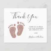 Budget Roze Glitter Voeten Baby Shower Bedankt  (Voorkant)