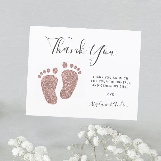 Budget Roze Glitter Voeten Baby Shower Bedankt 