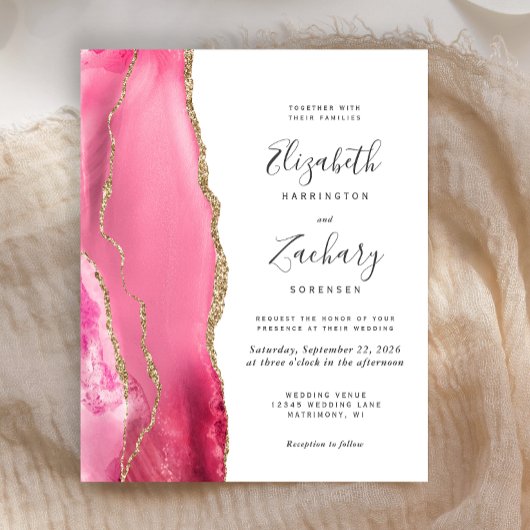 Budget roze Gold Agate Modern Weddenschap