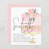 Budget Roze Gold Birthday Cake 60th Party Invite (Voorkant / Achterkant)