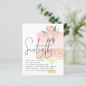Budget Roze Gold Birthday Cake 60th Party Invite (Staand voorkant)