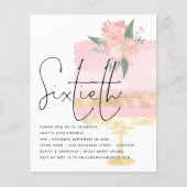 Budget Roze Gold Birthday Cake 60th Party Invite (Voorkant)